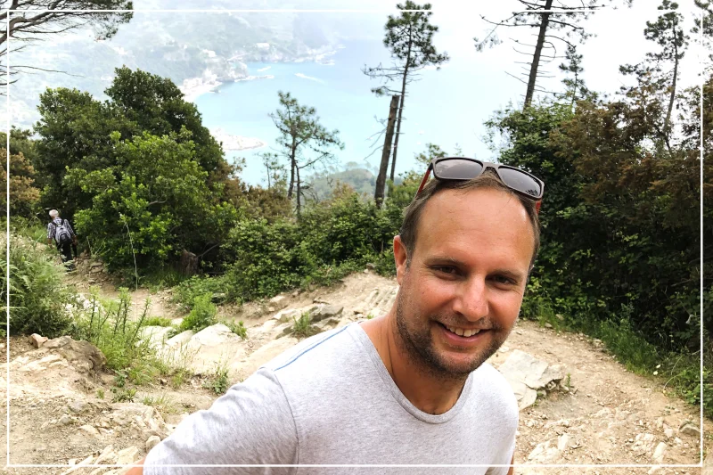 Justin hiking the blue trail in Cinque Terre