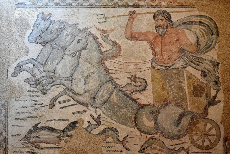 Roman mosaic depicting Neptune in his chariot